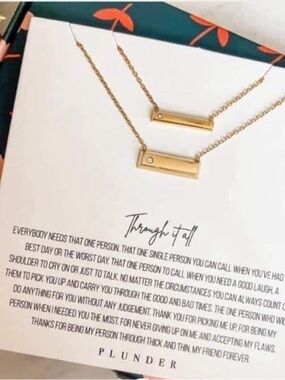 Plunder Design Through it All Gold Bar Pendant Necklace Set